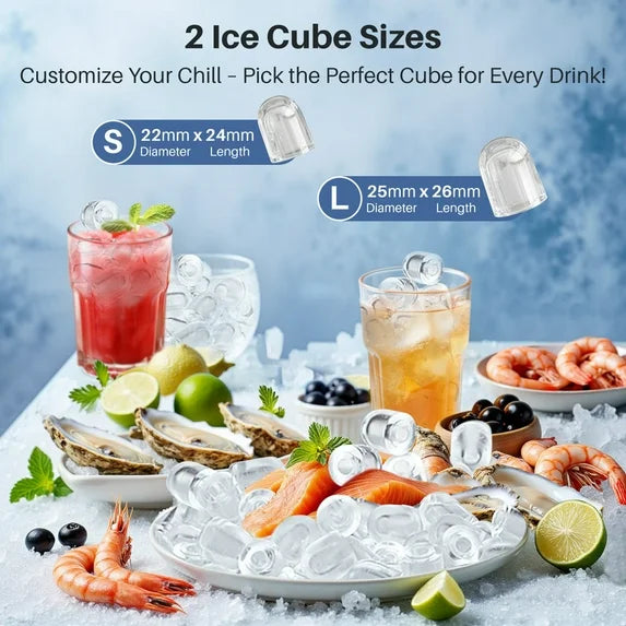 Sybels Ice Maker Machine, Portable Countertop Self-Cleaning with Ice Scoop & Basket, 26 lbs/Day for Home, Kitchen, Parties, Black
