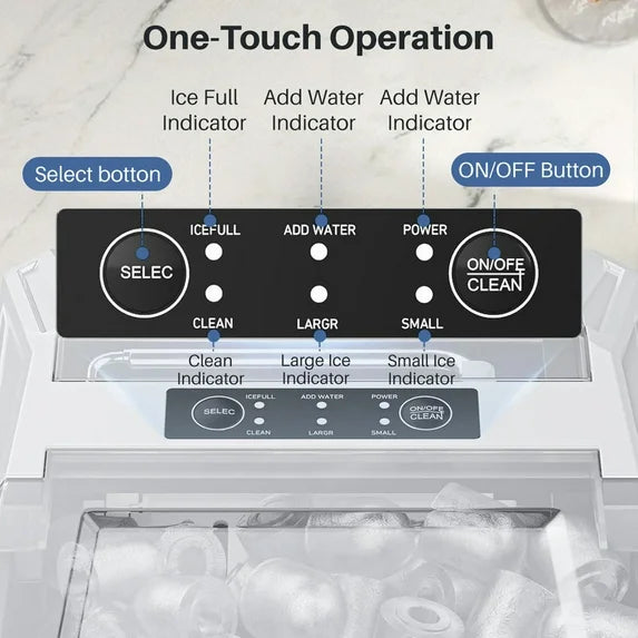 Sybels Ice Maker Machine, Portable Countertop Self-Cleaning with Ice Scoop & Basket, 26 lbs/Day for Home, Kitchen, Parties, White