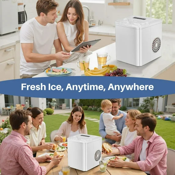 Sybels Ice Maker Machine, Portable Countertop Self-Cleaning with Ice Scoop & Basket, 26 lbs/Day for Home, Kitchen, Parties, White