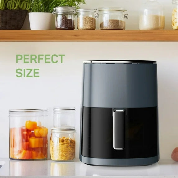 Sybels Air Fryer with Viewing Window, 6-Quart 12-in-1 Multi-Function Appliance for Air Frying, Roasting, Baking & Dehydrating, Gray