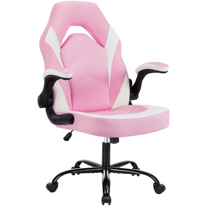 Taoset Ergonomic Computer Gaming Chair with High Backrest - PU Leather Racing Seat with Rocking Function & Adjustable Height, Pink