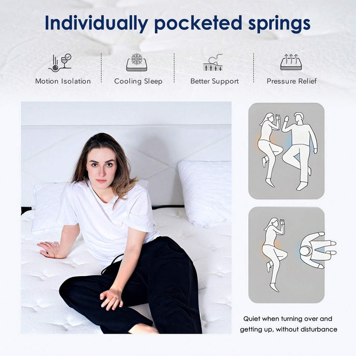12 Inch Twin Size Hybrid Mattress in a box , Gel Memory Foam and Spring Mattress Support and Pressure Relief, Medium Firmness, White