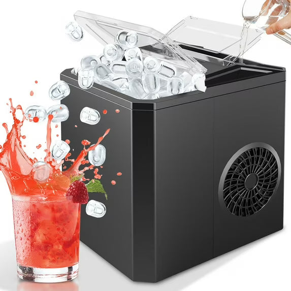 Sybels Ice Maker Machine, Portable Countertop Self-Cleaning with Ice Scoop & Basket, 26 lbs/Day for Home, Kitchen, Parties