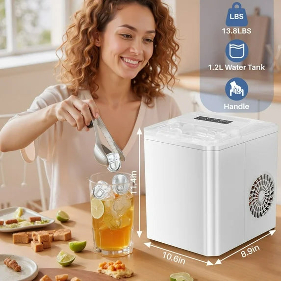 Sybels Ice Maker Machine, Portable Countertop Self-Cleaning with Ice Scoop & Basket, 26 lbs/Day for Home, Kitchen, Parties