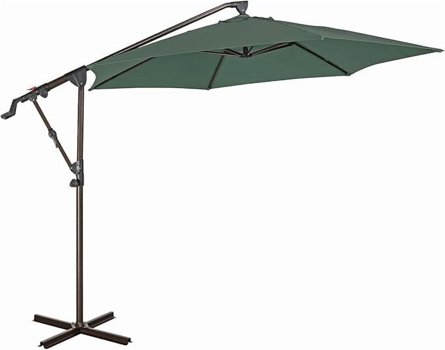 Betcozy Offset Patio Umbrella, 10 Ft 360掳 Rotated Hanging Patio Umbrella with UV Protection, Tilt and Crank Button, for Outdoors, Yard, Poolside, Lawn, Green