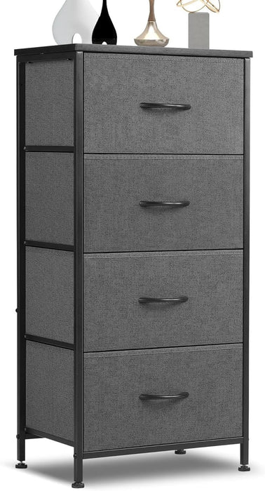 Taoset 4-Drawer Fabric Dresser with Wood Top - Compact Storage Cabinet for Bedroom and Living Room, Grey
