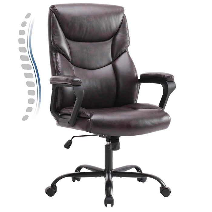 TINKLE WELL TINKLE WELL Big and Tall Office High Back Ergonomic Executive Desk Chair Extra Wide Seat-Brown