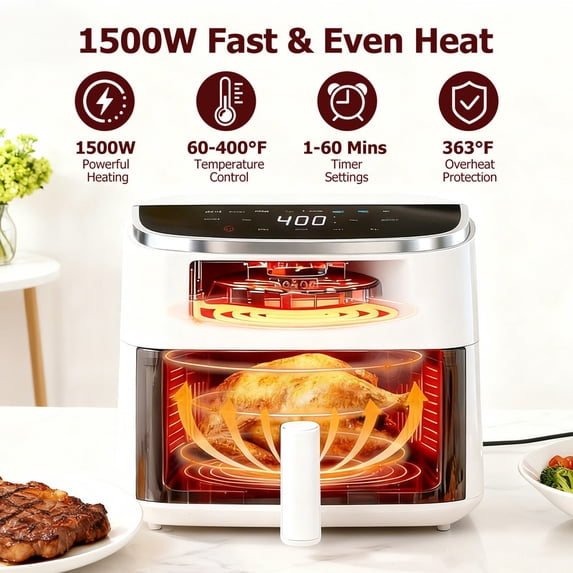 Aidoly&nbsp; Compact Air Fryer with Digital Touch – 400℉, Auto Shut-off, Nonstick &amp; Dishwasher-Safe Basket, Bake/Reheat