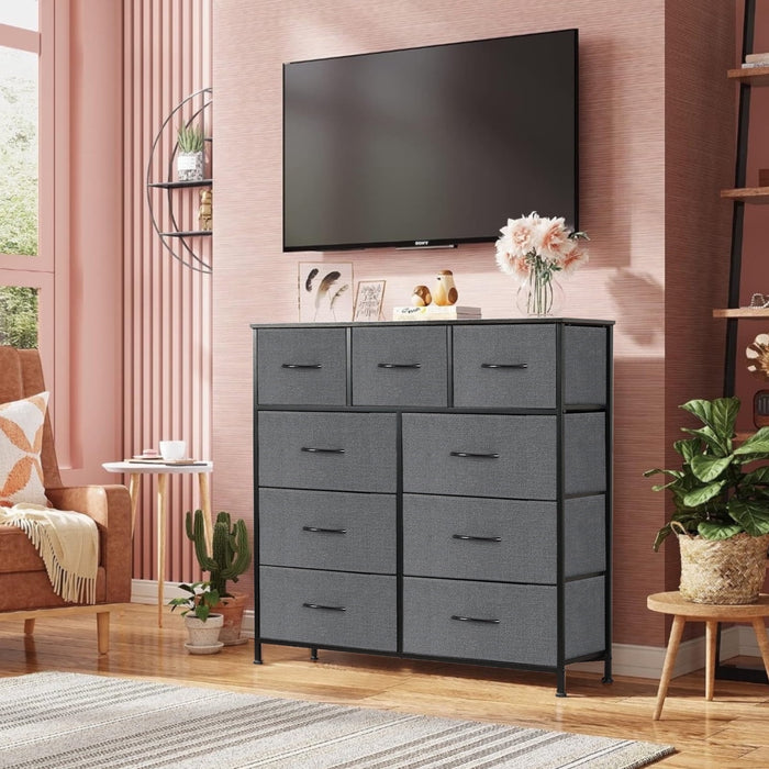 Taoset Dresser for Bedroom, 9 Drawers Dresser Chest Of Drawers, Storage Dresser Closet For Living Room, Bedroom, Hallway, Gray