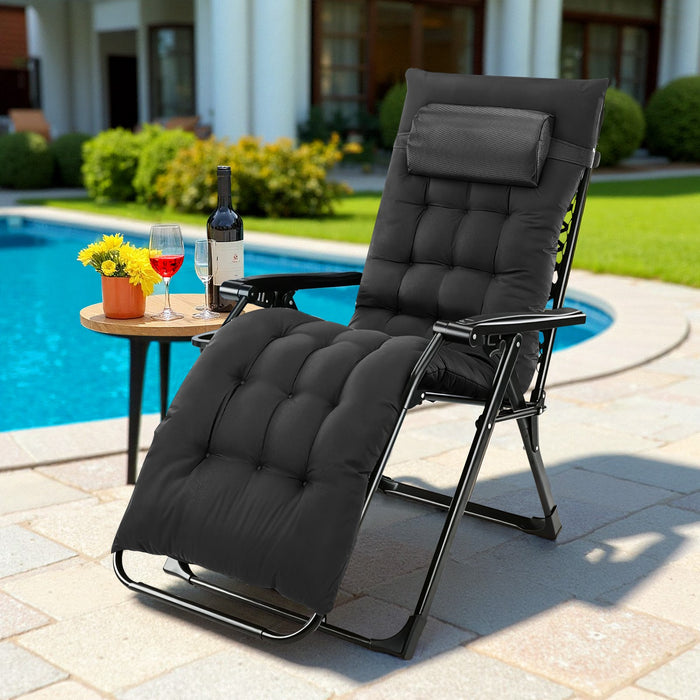 TINKLE WELL Zero Gravity Camping Chair with Armrests, Folding Outdoor Chair Includes Cushion, Headrest, Footrest, and Storage Cup Holder