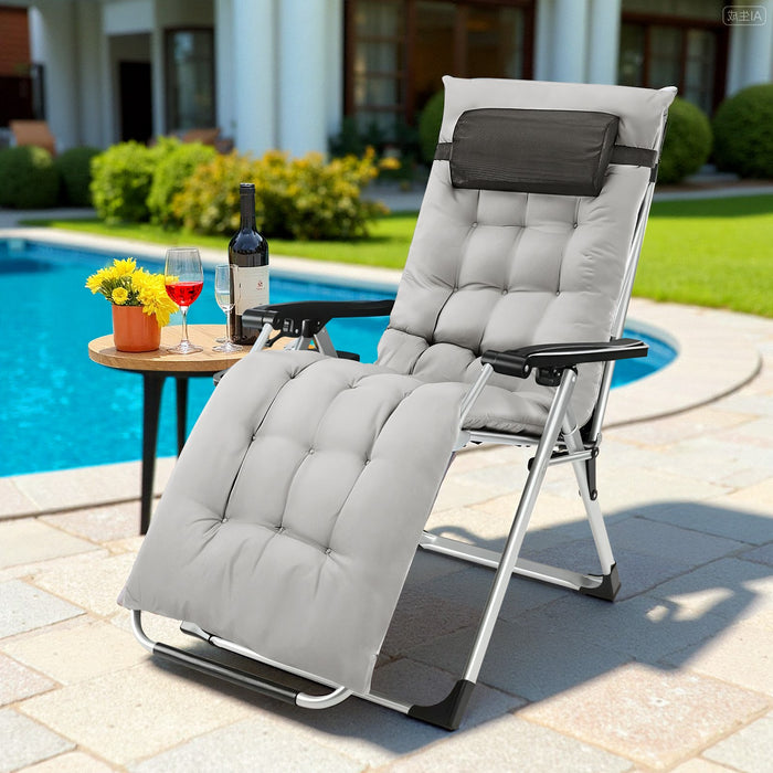 TINKLE WELL Zero Gravity Camping Chair with Armrests, Folding Outdoor Chair Includes Cushion, Headrest, Footrest, and Storage Cup Holder