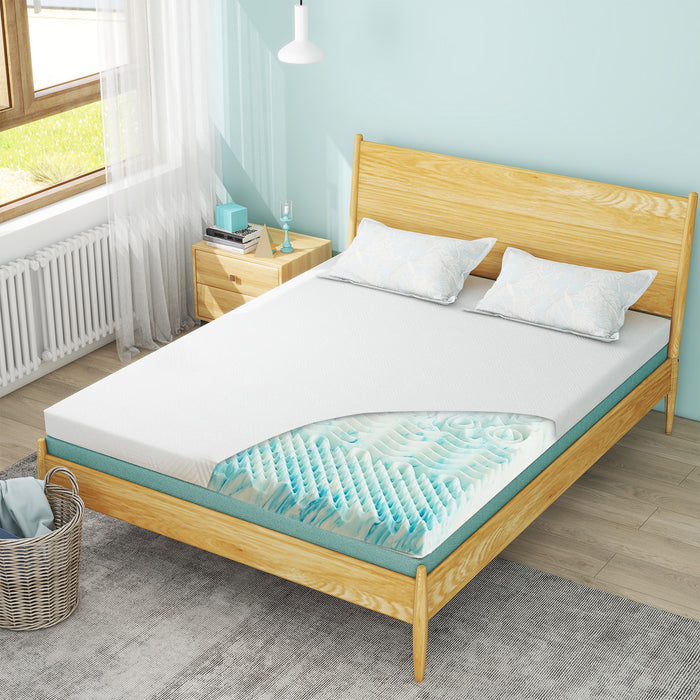 WOod-it Memory Foam Mattress Topper Twin - 7-Zone Bed Topper with Air Mattress Cover - 3 inch Cooling Gel Bed Mattress Pad for Back Pain