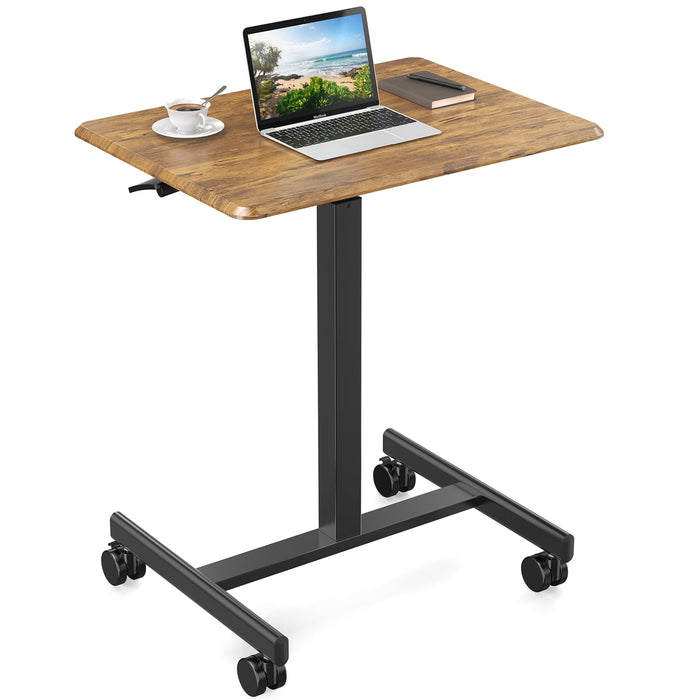 TINKLE WELL TINKLE WELL Small Standing Desk Mobile Standing Desk Adjustable Height-BROWN