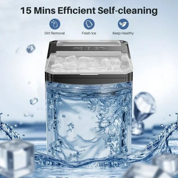 Sybels Ice Maker Machine, Portable Countertop Self-Cleaning with Ice Scoop & Basket, 26 lbs/Day for Home, Kitchen, Parties