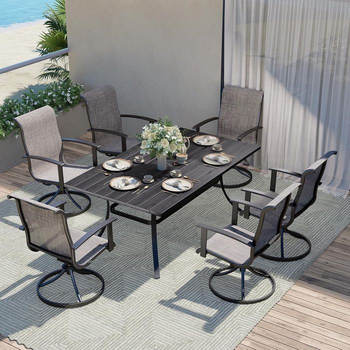 Taoset Outdoors Dining Chair Sets of 2, Mesh Sling Chair Rockable and Swivel, Tear-resistant and Weather-resistant, Mixed Coffee