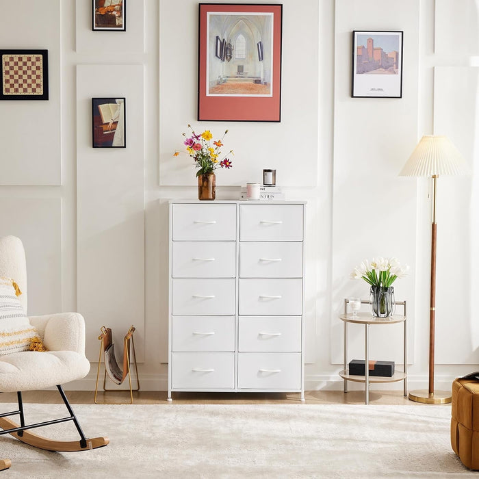 Betcozy 10-Drawer Tall Storage Tower, Giant Vertical Organizer for Living Room, Hallway,White