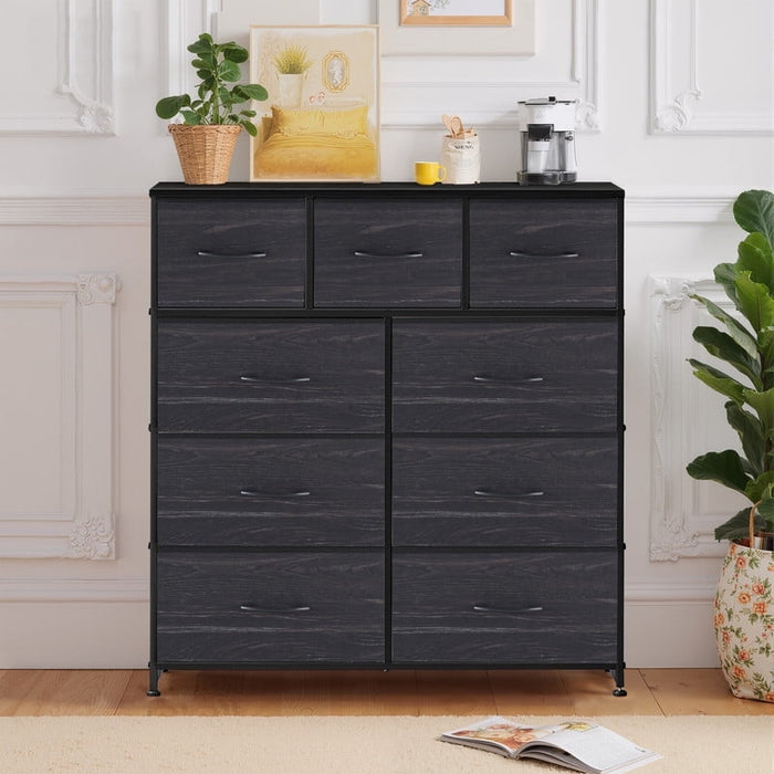 Simenmax 9 Dresser, Storage Drawers with Removable Fabric Bins, Fabric Closet Chests Organizer for Bedroom, Closet, Living Room, Black Wood