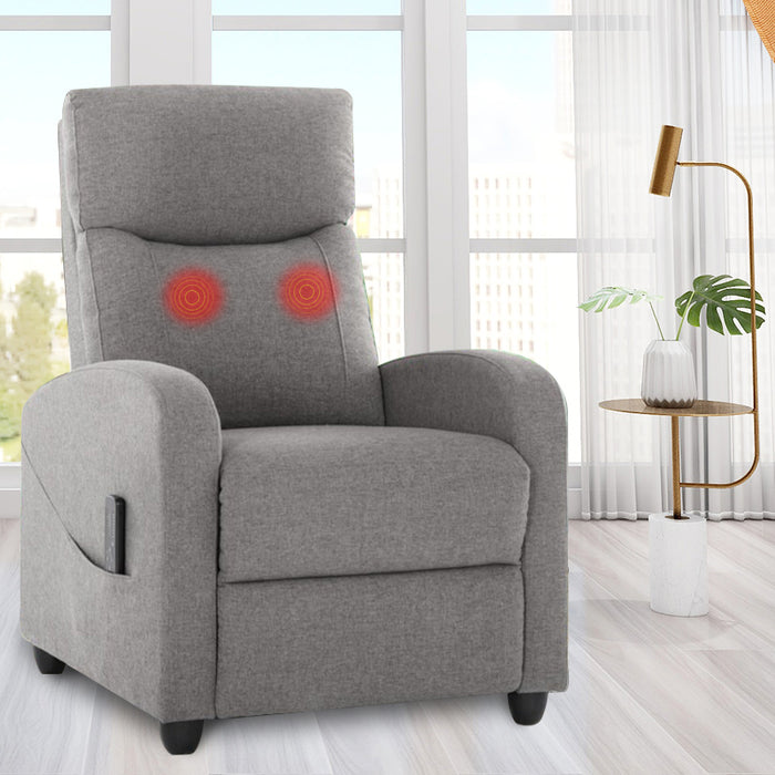 Simenmax Push Back Recliner Chair, Fabric Recliner with Massage Back Home Theater Seating