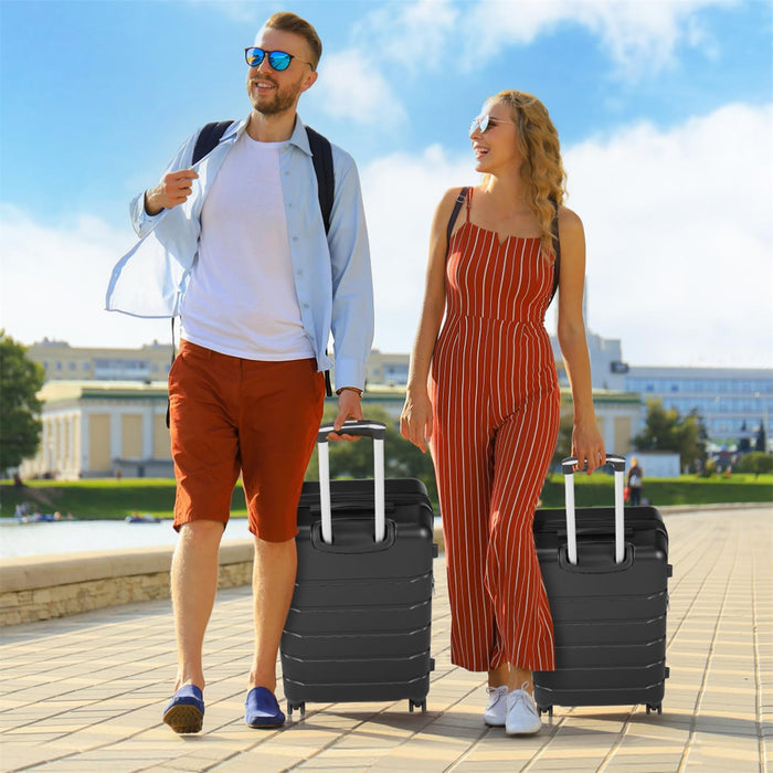 Carry-On Luggage, 24 inch Hard Shell Rolling Suitcase for Travel Expandable Lightweight with Spinner Wheels TSA Lock-Black