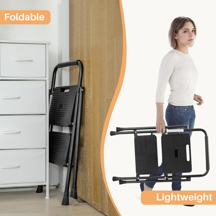 Beddle Foladable Ladder, Portable Folding Step Stool Heavy Duty, Anti-Slip, Lightweight