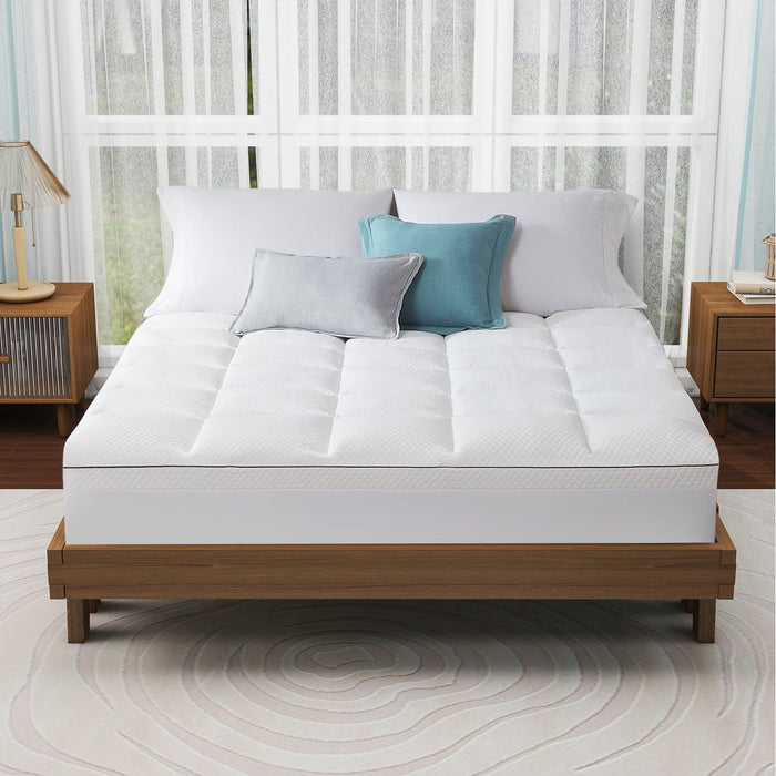 Egg Crate Queen Mattress Topper with Cover,Removable Soft Cover, Comfort Body Support & Pressure Relief