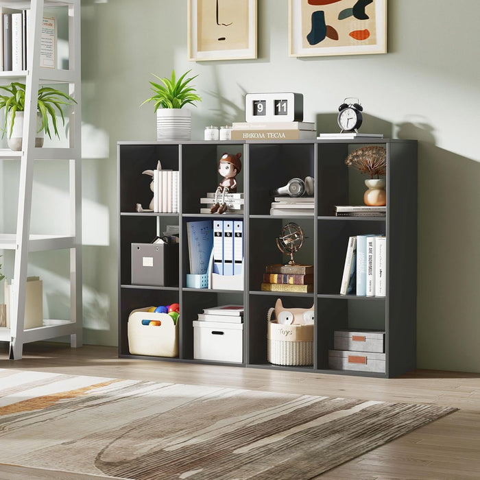 Taoset Black Cube Storage Unit, 3-tier Bookcase with 6 Cube Storage Unit, Open Display Bookcase with Removable Back Panels for Living Room, Home Office, Bedroom,