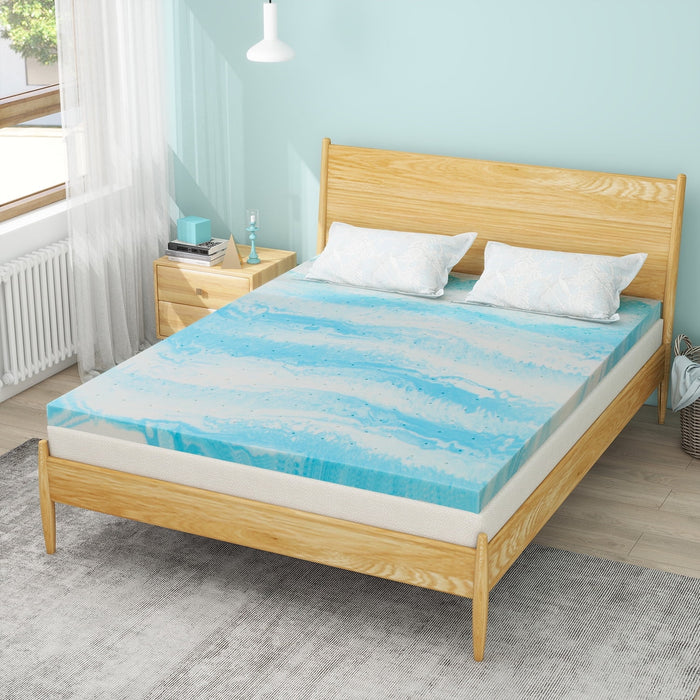 Blorly Mattress Topper, 3 inch TwinXL Gel Memory Foam Mattress Topper, Soft Bed Pad for Pressure Relief, Blue