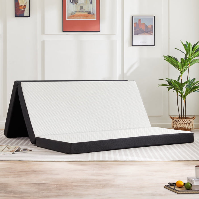 Bigleap Tri-Fold Mattress, 3-Inch Queen-size Tri-Fold Memory Foam for Camping, Office with Washable Cover