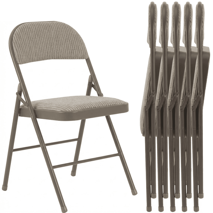 Taoset Folding Chair, 6 Pack Metal Padded Chairs for Outdoor & Indoor, Events Office Wedding Party, 330lbs Capacity, Light Khaki