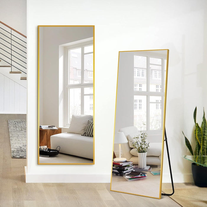 Blorly 56"x21" Full Length Mirror Standing Rectangle Floor Mirrors Body Dressing Wall-Mounted Mirror, Gold