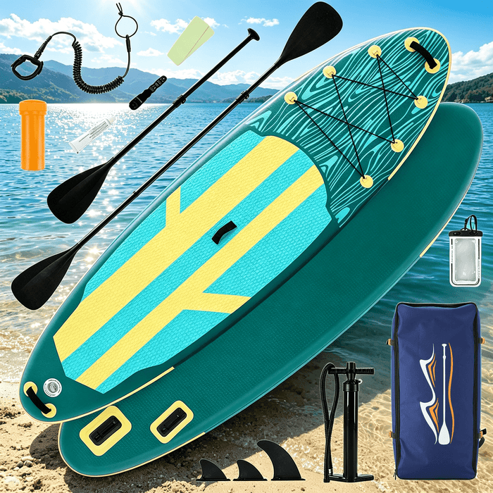 Blorly 10'5" Inflatable Stand Up Paddle Board, Commercial Grade PVC ISUP with Non-Slip Deck, Complete SUP Accessories: Paddle, Pump, Leash & Backpack, All-Skill Level Water Sports Board, Yellow