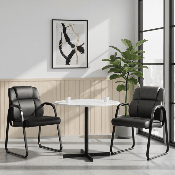 Blorly Larger Waiting Room Chairs, Set of 2 Leather Office Reception Guest Chair with Padded Arms for Home Office, Conference, Lobby, Medical Clinic Elderly Student
