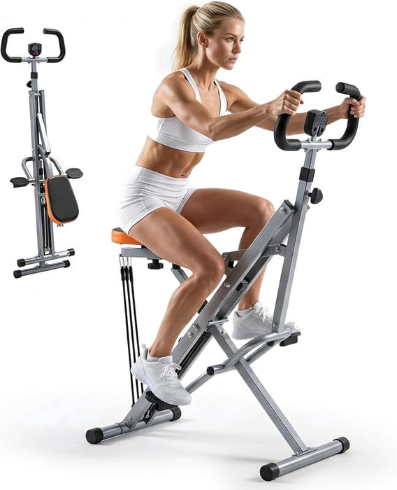 Simenmax Squat Machine for Home, 330 LBS Capacity Foldable Glute Exercise Equipment, Full Body Workout with Adjustable Resistance & Anti-Slip Pedals,Silver