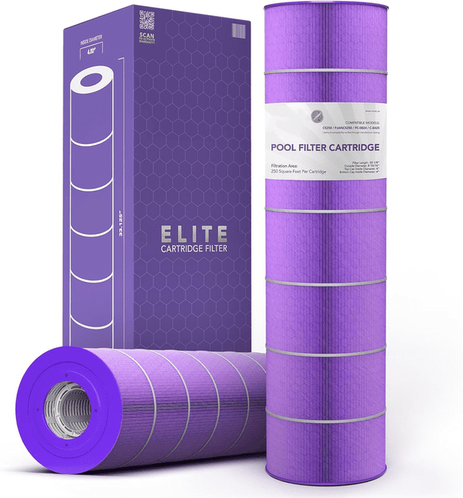 Betcozy Pool Filter Cartridge, 4-PACK, Compatible with Jandy, Filbur, Hydropool, Unicel, Pentair, 33 1/8" x 8 15/16", 250 SQ FT, Aseptic Hex-Flo Filtration, USA-Based