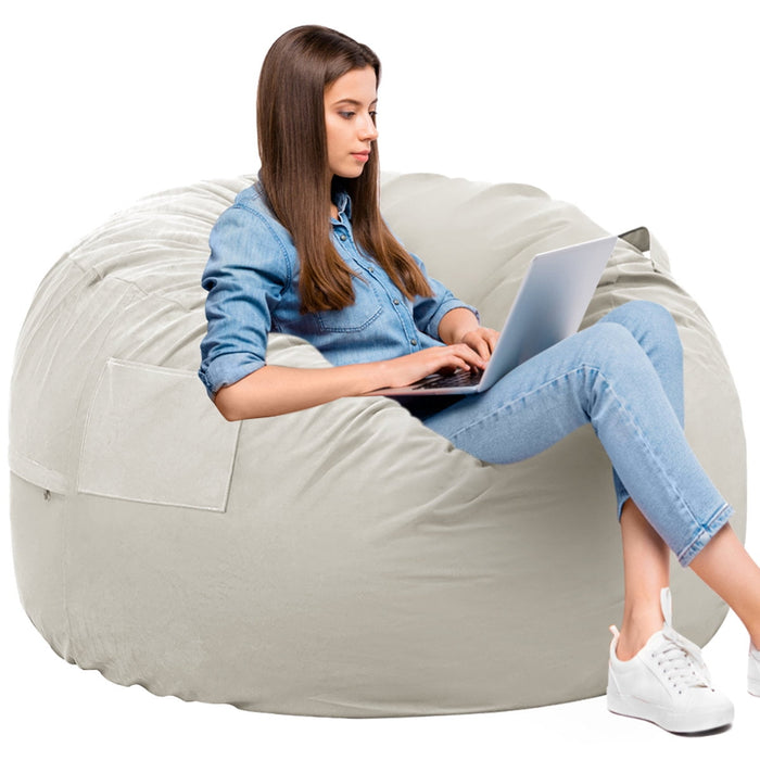 Blorly Oversized Bean Bag Chair, Beanbag for Adults, Comfy Refillable Single Sofa for Living Room, Bedroom, Dorm, Gray