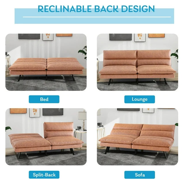 Multi-function Leisure Sleeper Couch with Adjustable Backrest, 3-in-1 Function , Modern Design Solid Color Sofa Bed in Living Room