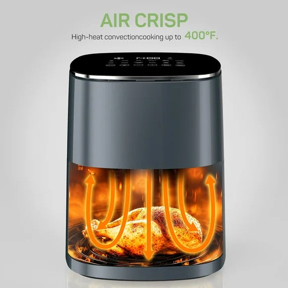 Sybels Air Fryer with Viewing Window, 6-Quart 12-in-1 Multi-Function Appliance for Air Frying, Roasting, Baking & Dehydrating