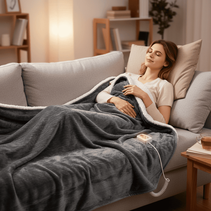 Blorly Electric Heated Blanket, Twin Size Washable Blanket with 4 Heating Levels and Timer, Auto-Shut Off, Comfy Blanket for Napping, Sleeping, Relaxing Reading, RV Traveling