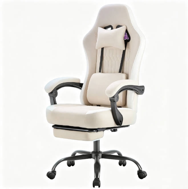 Betcozy Gaming Chair, Ergonomic Computer Chair with Footrest, Lumbar Support, Headrest, Comfy Seating with thicken cushion, Khaki