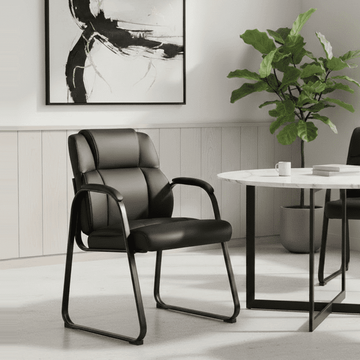 Taoset Larger Waiting Room Chairs, 1 PCS Leather Office Reception Guest Chair with Padded Arms for Home Office, Conference, Lobby, Medical Clinic Elderly Student