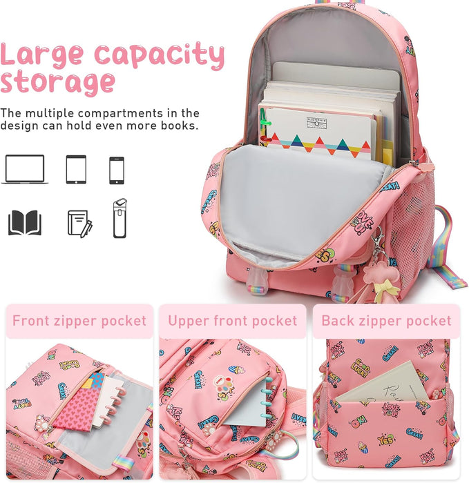 Smiaoer Backpack for Girls, 16" School Bag Bookbags for Teen Girls Students