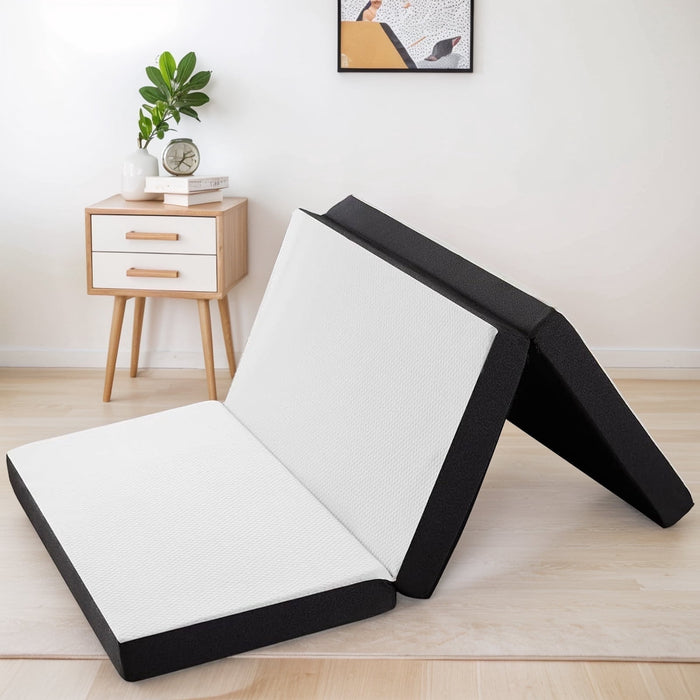 Blorly IULULU 4-inch Tri Folding Memory Mattress with Removable Cover , Single Tri-Fold Mattress