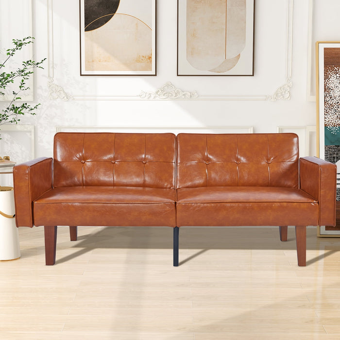 Loveseat Sofa, 67" Mid Century Modern Decor Love Seat Couches with Two Throw Pillows for Living Room, Bedroom, Apartment, Office (Linen, Beige)