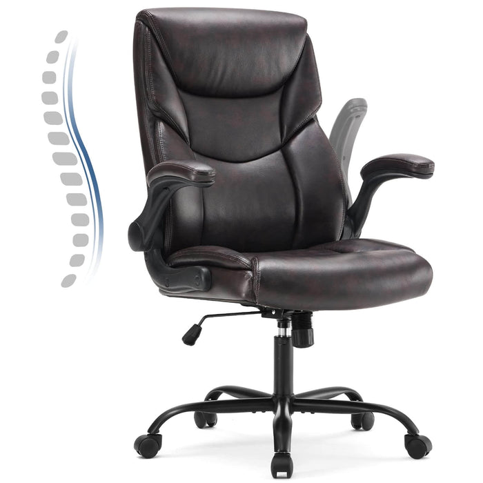 TINKLE WELL TINKLE WELL Big and Tall Office High Back Ergonomic Executive Desk Chair Extra Wide Seat-Brown1