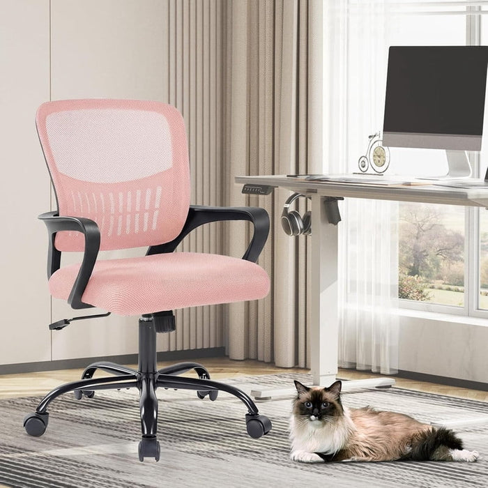 Bigleap Ergonomic Mesh Office Chair – Home Desk Chair with Lumbar Support, Pink Computer Chair