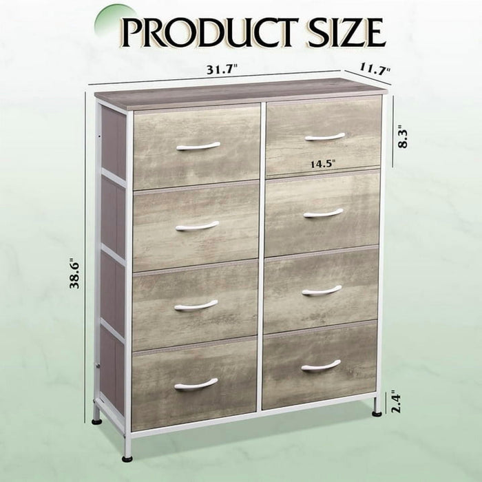 Betcozy 8-Drawer Dresser, Clothes Dresser Tower & Classification Storage for Bedroom, Living Room, Smoked ash
