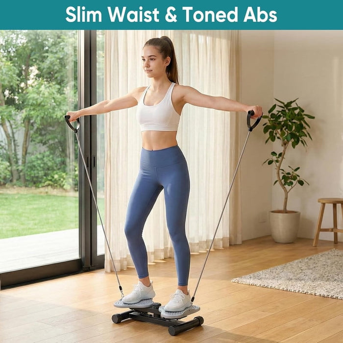 Bigleap 300 Lbs Capacity Waist Twister Board, Silent Gray Core Exercise Machine with Resistance Bands