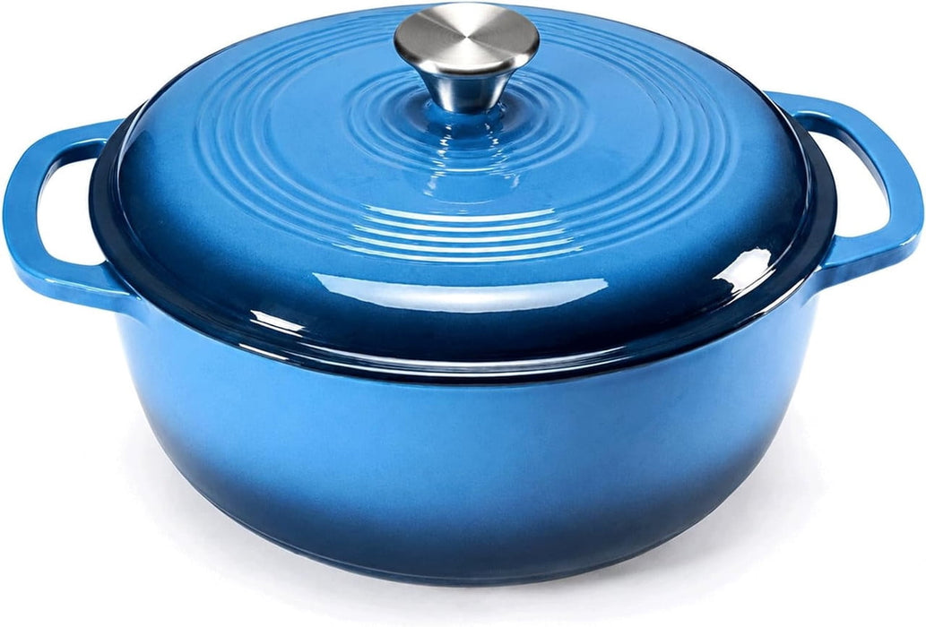 Simenmax 6 Quart Enameled Cast Iron Dutch Oven ¨C Heavy-Duty Round Pot with Lid, Induction-Compatible Cookware for Bread, Stews, Roasts,Blue