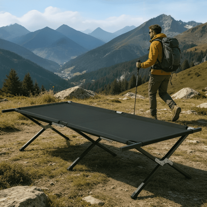 Taoset 300LBS Heavy Duty Camping Cot for Adults, Portable Folding Army Cot, for Outdoor Travel, Guest Bed, Home Office, Black