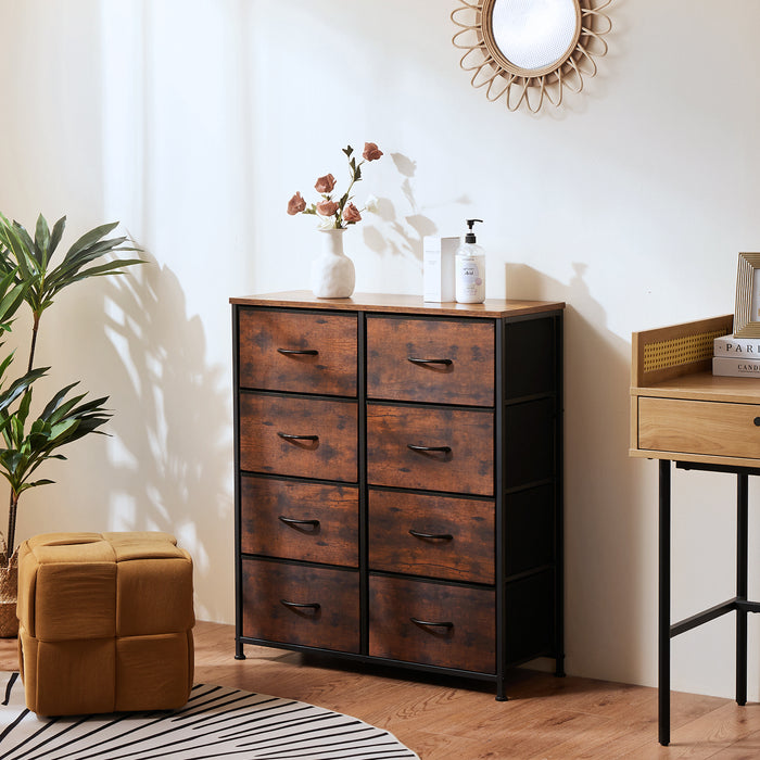 Bigleap 8 Drawer Dresser, Fabric Storage Tower Organizer with Wood Top and Steel Frame for Bedroom, Closet, Hallway, Entryway,Brown